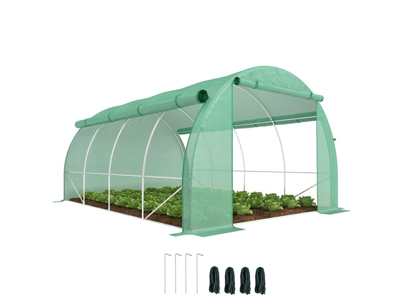  Serre en aluminium, serre de plain-pied, fenêtres en filet, structure métallique, 4 x 3 x 2 m, verte  - Conforama A