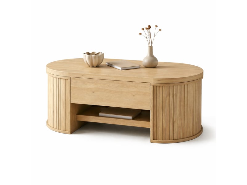  Table basse relevable 110x55.5x40 cm, plateau réglable en mdf coloris naturel  - Conforama A
