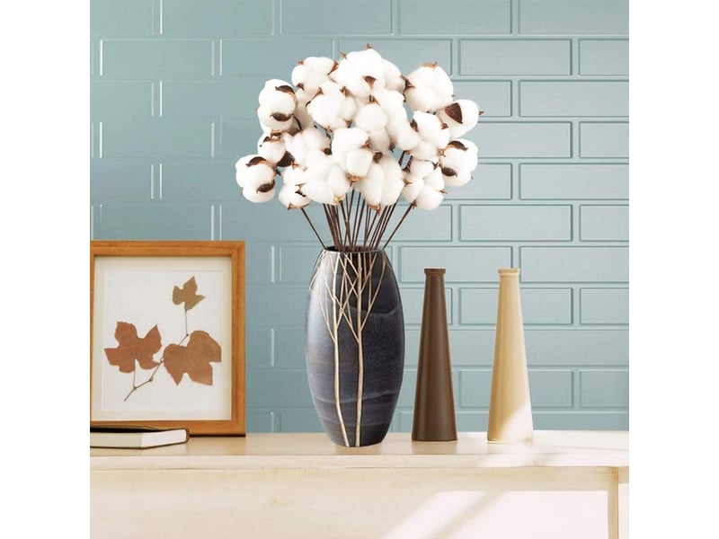  Lot de 20 fleurs de coton naturel séchées, tiges artificielles, branches décoratives pour balcon, maison, table, composition florale  - Conforama D