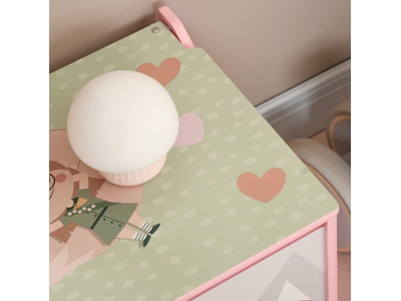  Coffre à jouets 60 x 37 x 39 cm rose en bois, couvercle avec charnière de sécurité, rangement pour enfant  - Conforama E
