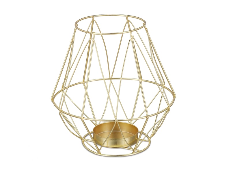  Bougeoir moderne géométrique élégant 14 x 14 cm idéal pour ambiance cosy en métal doré 13_0011570  - Conforama D