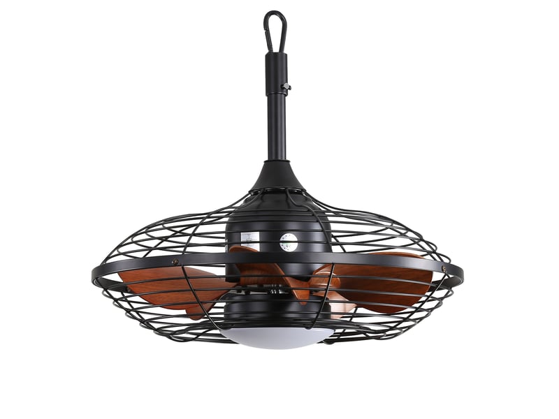  Ventilateur de plafond 51 cm avec télécommande, moteur dc silencieux, led 18 w, noir  - Conforama E