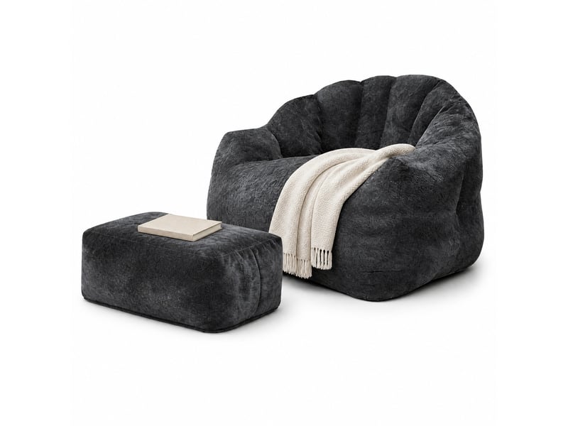  Fauteuil de relaxation modenvie bear paw avec repose-pieds noir 99 x 86 x 65 cm  - Conforama A
