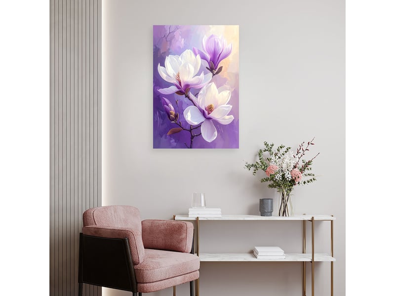  Toile imprimée, magnolias blancs sur fond violet avec une lumière douce 40x60 1312612471 - Conforama B