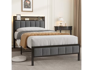 Lit simple 90x200 cm <strong>MAISENTIEL</strong>  <strong></strong> coloris noir
