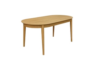 Table à manger oblongue bois d'hévéa placage chêne 6 places naturel - laurine