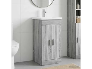 Meuble salle de bain avec évier, meuble de rangement sonoma gris shl3758