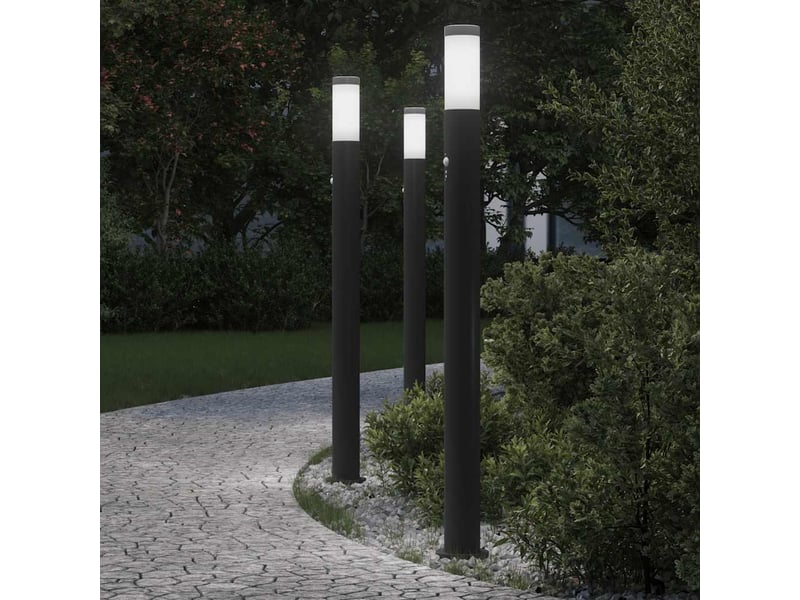  Lot de 3 borne lumineuse avec détecteur 110 cm acier inoxydable ip44 shl36865  - Conforama B