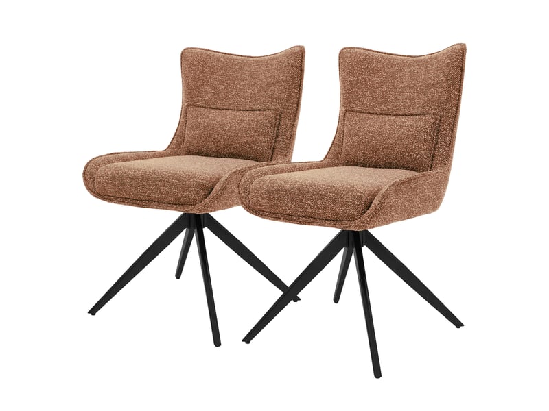  Ml-design lot de 2 chaises salle à manger pivotantes 360° en tissu bouclette rouge, piètement étoile en acier, coussin lombaire intégré, siège rembourré confortable pour salon et cuisine, 120 kg  - Conforama A