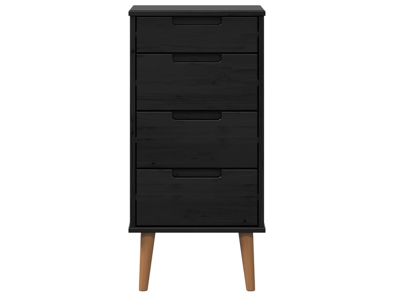  Commode chambre adulte, armoire à tiroirs molde noir 40x35x82 cm bois de pin massif  - Conforama E