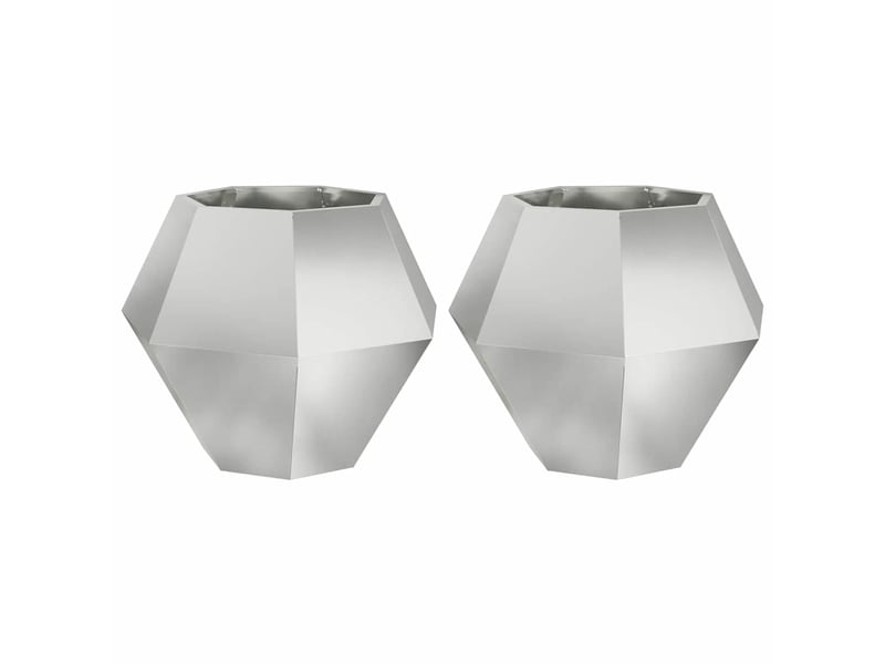  Jardinière - bac à fleurs 2 pcs argenté 75 x 75 x 60 cm acier galvanisé  - Conforama A