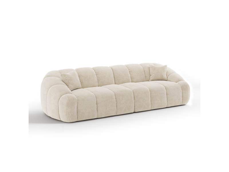 Canapé 4 places en velours gaufré crème moka 1MOK4PVGCR - Conforama A