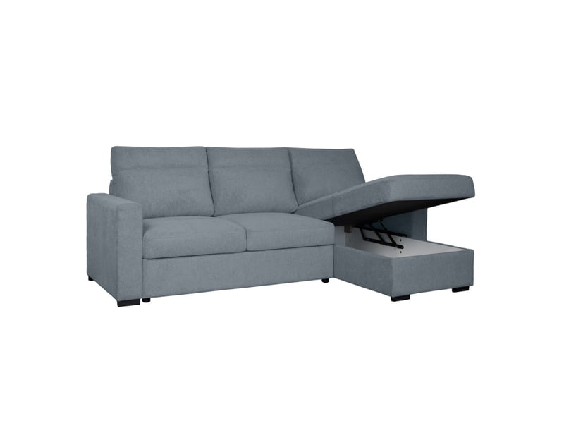  Canapé d'angle réversible solaro convertible avec coffre en tissu - bleu acier SOLARO - Conforama C