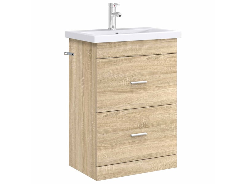  Meuble sous lavabo de salle de bain, commode chêne sonoma shl1017  - Conforama C