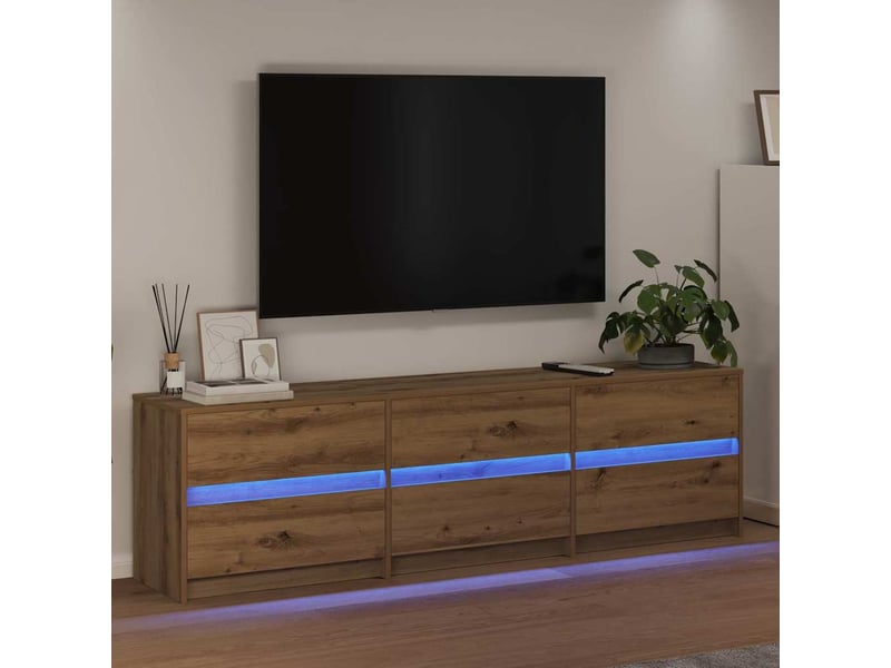  Meuble tv chêne artisanal bois d'ingénierie  - Conforama E