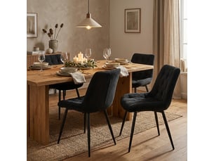 Lot de 4 chaises rembourrées en velours pour salle à manger flora - noir