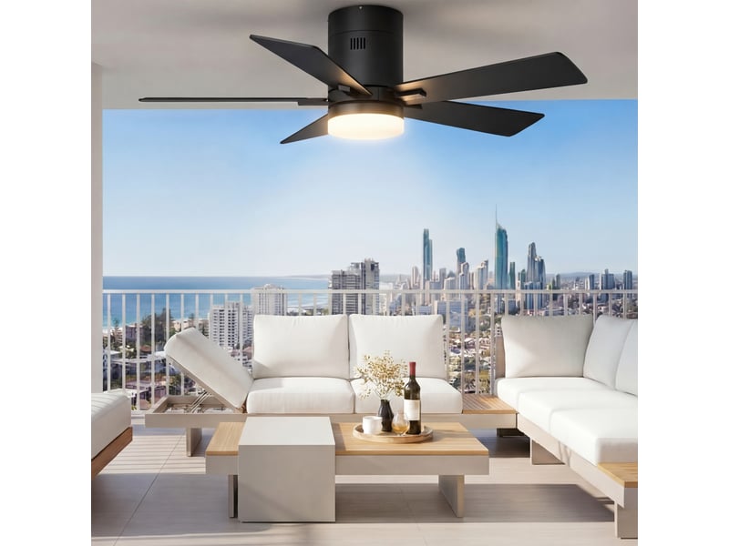  Ventilateur de plafond avec lumière led, 6 vitesses de ventilation, éclairage tricolore,noir  - Conforama E