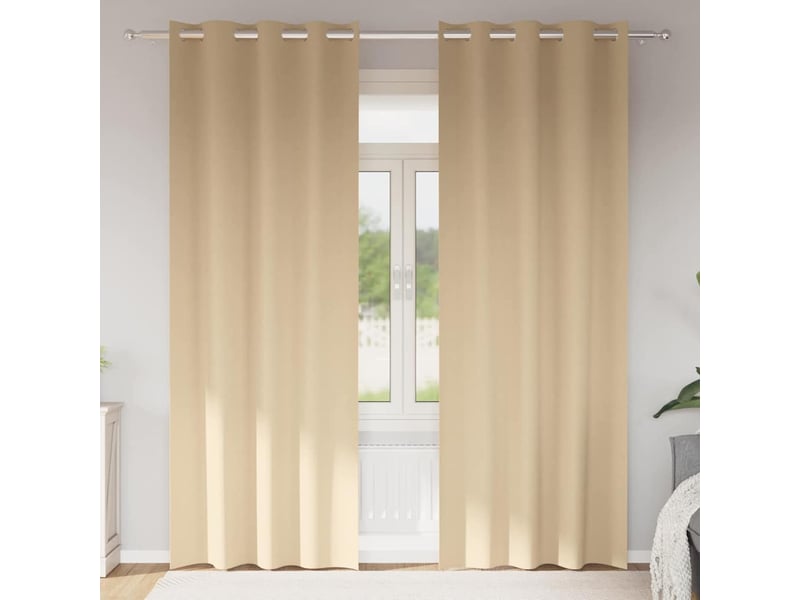  Lot de 2 rideaux occultants, rideaux black-out avec anneaux crème 245 x 140 cm cf44630  - Conforama B
