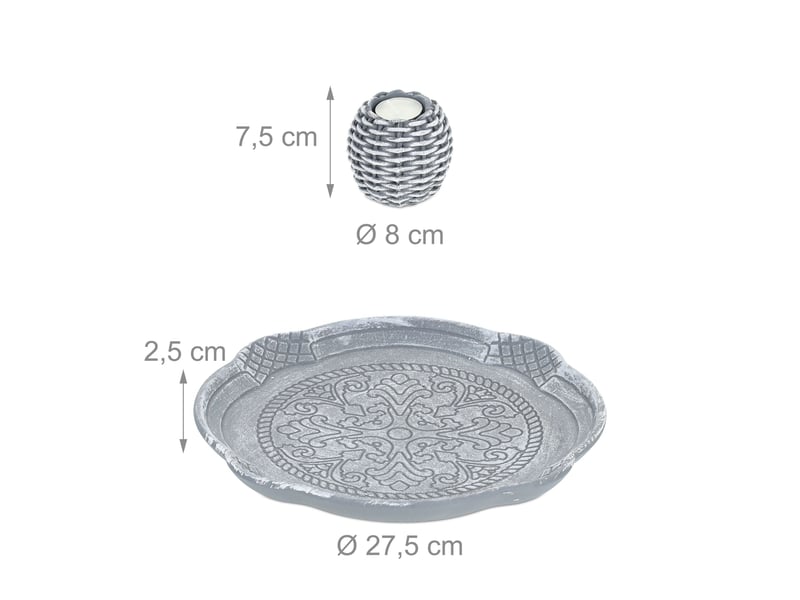  Lot de 4 bougeoirs tressés déco intérieur 25 x 25 x 4 cm ambiance chaleureuse shabby en métal blanc 13_0014681  - Conforama B