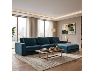 Canapé velours angle d bleu pétrole venezia 5 pl