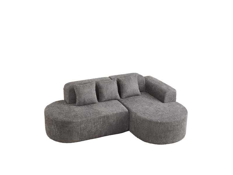  Canapé d'angle droit 3 places en chenille gris anthracite evryae  - Conforama A