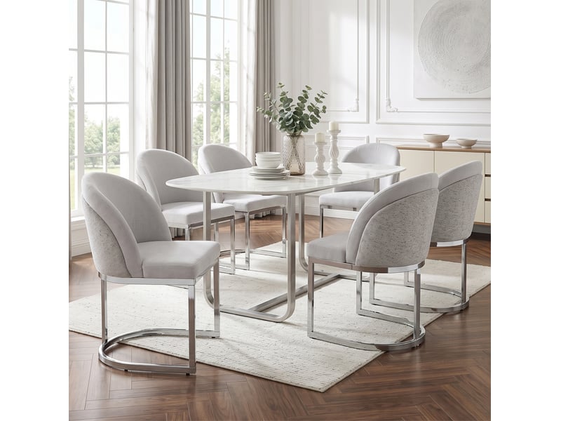  Lot de 6 chaises de salle à manger en chenille evryae  - Conforama C