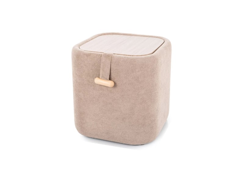  Pouf avec rangement en tissu - gamme nap - taupe  - Conforama C