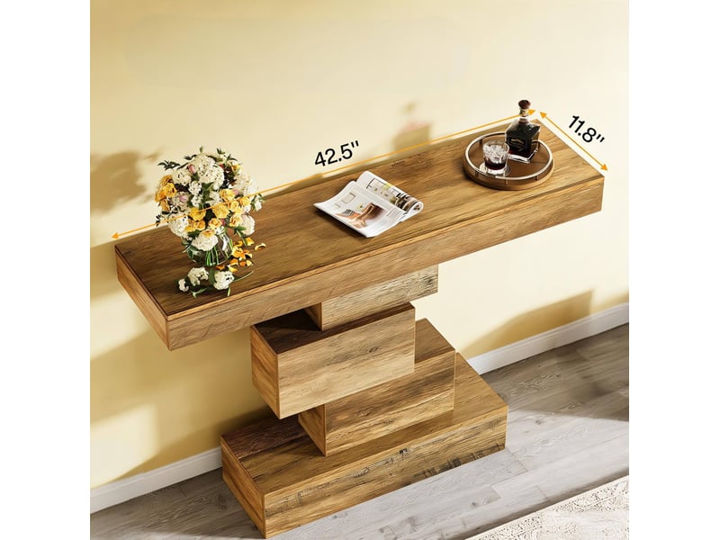  Console 108x30x80 cm en panneau de particules e1 marron clair chicfurn  - Conforama C