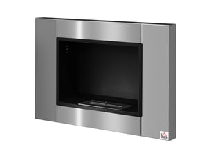 Cheminée bioéthanol murale encastrable en acier inoxydable, 80 x 14 x 54 cm