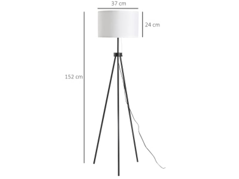  Lampadaire 37x37x152 cm e27 métal noir et blanc  - Conforama E