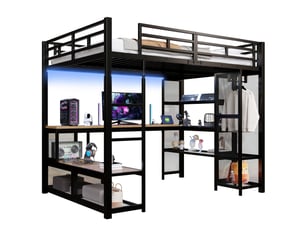 Lit mezzanine 140x200 cm MEUBLIV   coloris noir