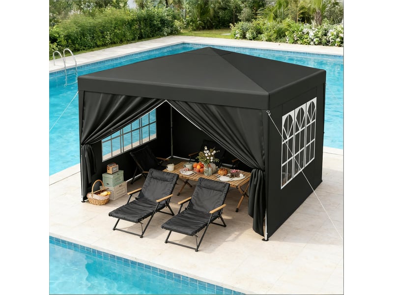  Gazebo de jardin spacieux 3x3 m, pavillon pliable pour mariage, terrasse et événements  - Conforama D