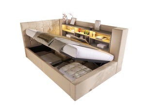 Lit coffre 90x190 cm REDOM coloris beige