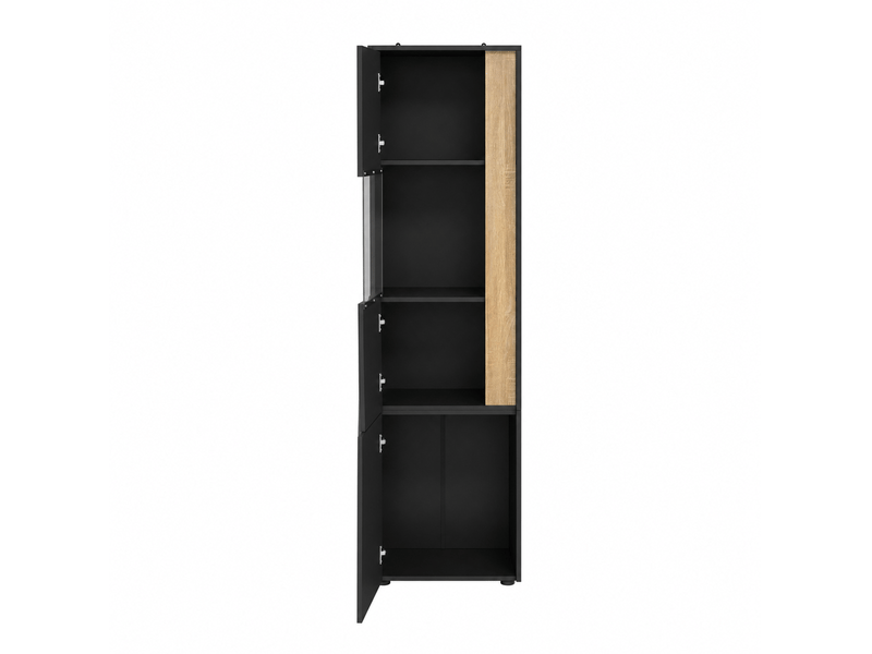  Vitrine haute led 50x40x179 cm noir et naturel en acrylique  - Conforama E