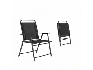 Lot de 4 chaises d'extérieur pliantes en acier et textilène noir