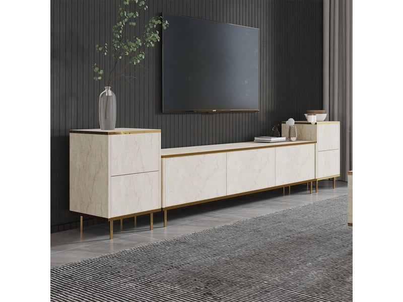  Meuble tv mobile avec étagères et meubles hauts imaj - or  - Conforama B