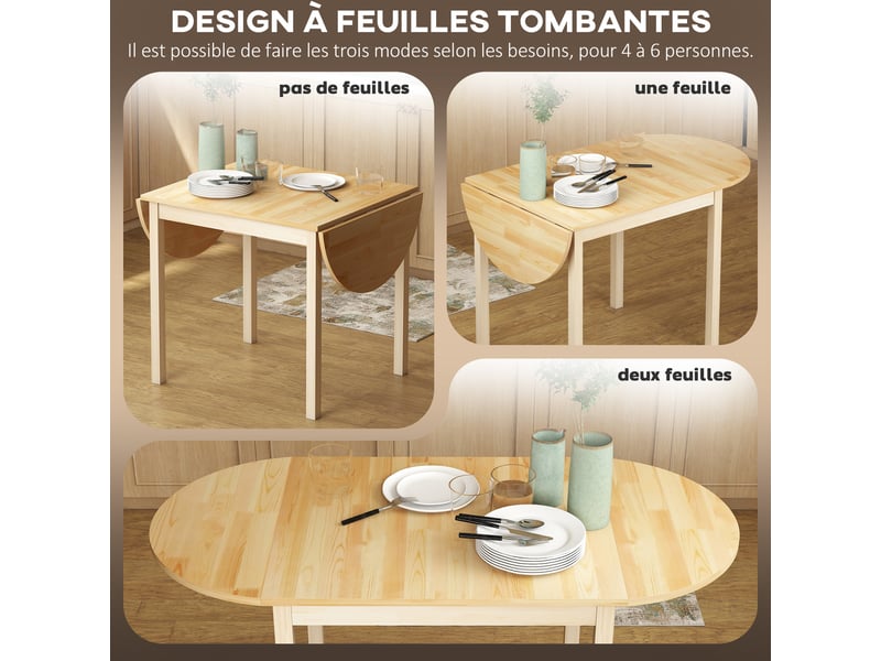  Table de salle à manger pliante ovale 140l x 70l x 75h cm en bois massif 2 abattants peu encombrante  - Conforama E