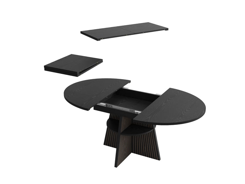  Table extensible 2 à 8 personnes avec rangement pour salle à manger 110-150×110×76 cm en mdf noir  - Conforama D