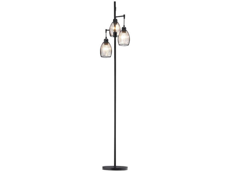  Lampadaire style industriel 40 w max. 3 abat-jours en métal filaire luminosité réglable - ampoule e27 - noir  - Conforama A