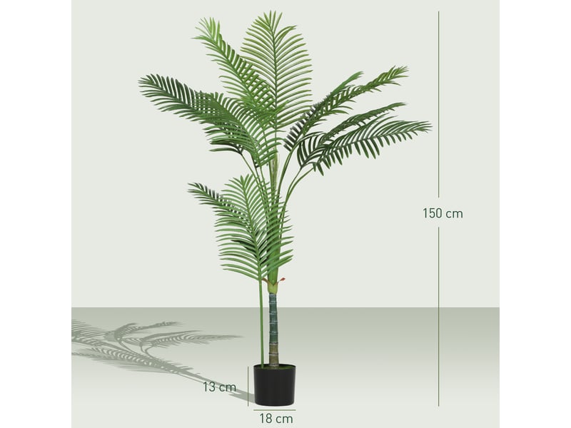  Plante artificielle intérieure 150 cm, palmier arbre artificiel avec pot en plastique et flocage, vert  - Conforama E