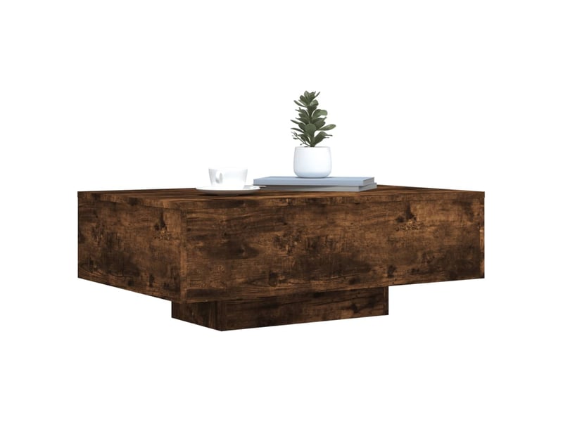  Table basse - table de salon - table à thé avec lumières led chêne fumé 85x55x31 cm  - Conforama E