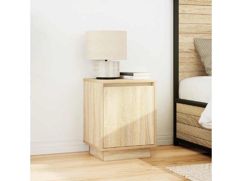  Table de chevet - cabinet de chevet - table de nuit avec lumières led chêne sonoma 38x34x50 cm  - Conforama C