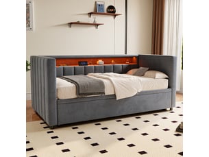 Lit gigogne 90x190 cm <strong>WISHDOR</strong> <strong></strong> coloris gris