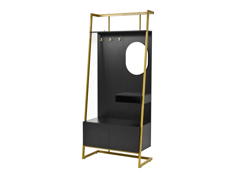  Portemanteau avec banc et rangement 78 x 180.5 cm en mdf noir  - Conforama W