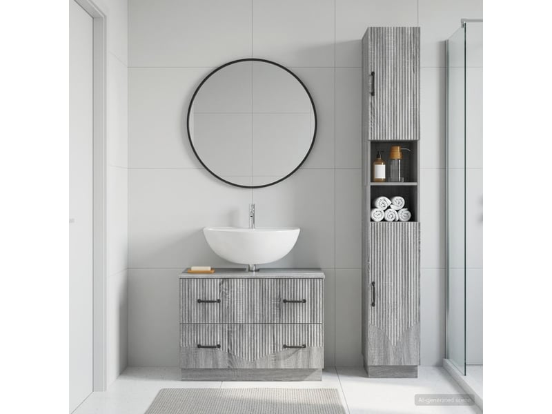 Ensemble de 2 meubles de salle de bain hoorn sonoma gris cf63195 - Conforama B