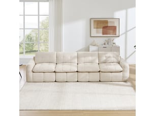 Canapé droit compressé fixe <strong></strong> <strong>Fay Lum</strong> 4 places Tissu beige