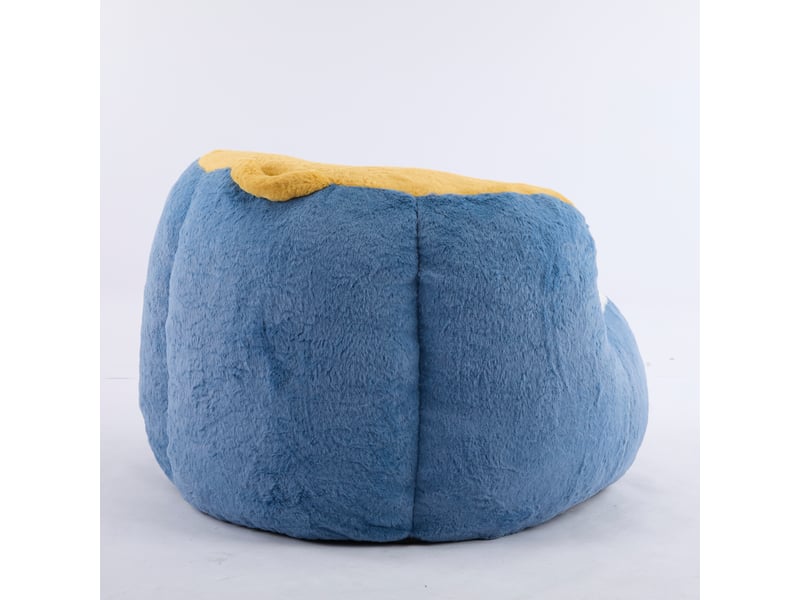 Fauteuil poire géant, canapé pouf en fausse fourrure bleu blanc jaune, rempli de mousse, 106 x 110 x 77 cm, salon et chambre - Conforama R