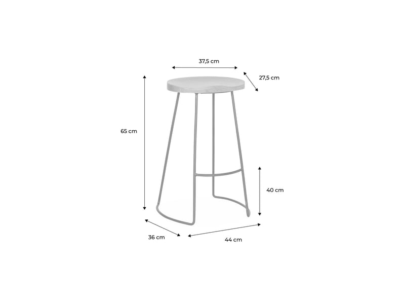  Lot de 4 tabourets de bars bois de manguier naturel et acier. Avec repose pieds. 65cm  - Conforama D