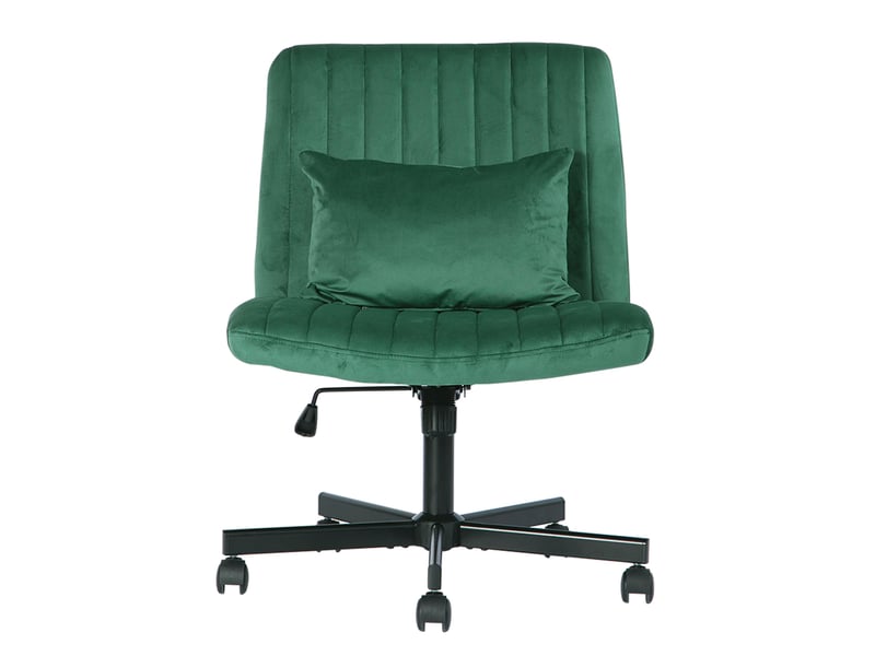  Chaise de bureau moderne verte en tissu, réglable en hauteur, pivotante 360° avec roulettes silencieuses  - Conforama A