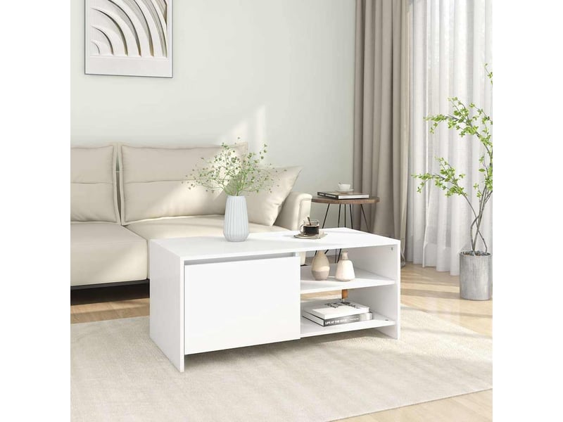  Table basse - table de salon - table à thé blanc 102x50x45 cm bois d'ingénierie  - Conforama B